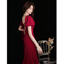 Red toast clothing summer 2021 New temperament little man bride slim fishtail sexy engagement dress dress