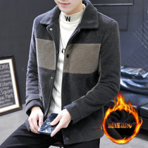 Wool coat mens autumn and winter 2020 new velvet thickened mens jacket Korean version handsome golden mink velvet small windbreaker