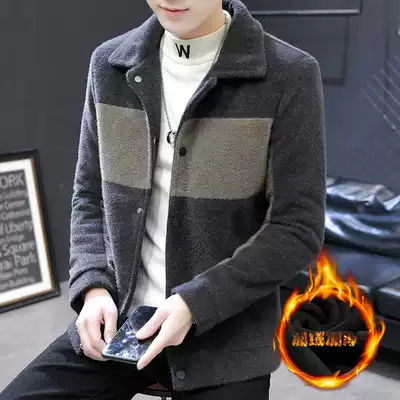 Woolen coat men's autumn and winter 2021 New plus velvet padded men's jacket Korean handsome gold mink velvet small windbreaker