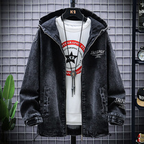 Denim jacket mens 2021 spring and autumn new Korean version of the trend ins tide brand hooded tooling jacket mens top