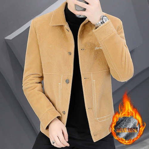 Демисезонная бархатная утепленная куртка, утепленный трендовый плащ, пуховик, шерстяное пальто