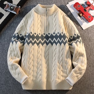 Qiaodi monla suéter grueso y pesado para hombre, suéter cálido de otoño e invierno con suéter juvenil torcido