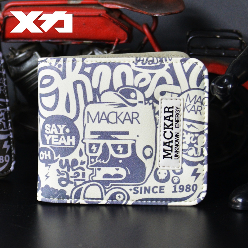 Harajuku wallet men's and women's short youth high school college students Japanese and Korean version of anime personality creative graffiti couple wallet