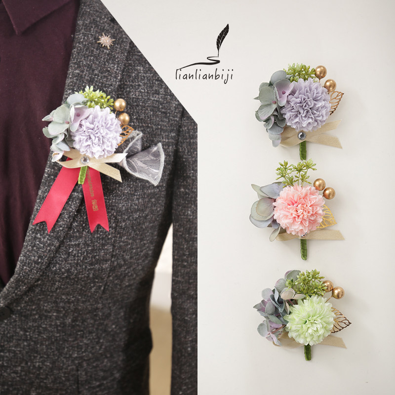 Multi-layer romantic small fresh corsage wedding bride and groom wedding placket groomsmen bridesmaids parents aesthetic set