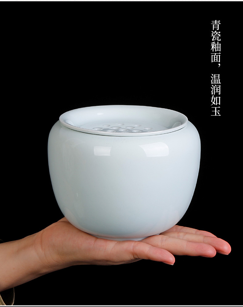 Celadon trumpet tea wash bath archaize hot tea filter bucket ceramic kung fu tea tea barrel water jar is zero