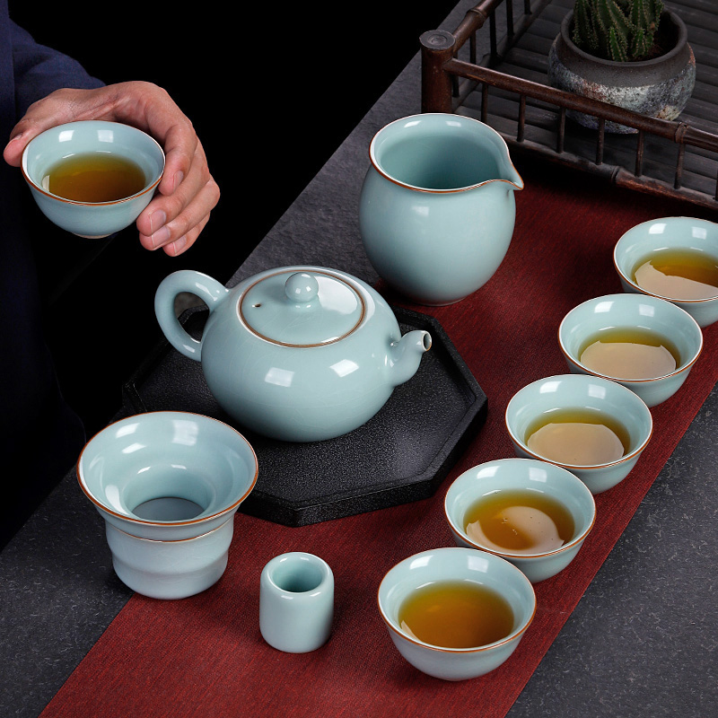 Your up tea set piece can keep the office open lounge kung fu tea cups a complete set of high - grade ceramic teapot