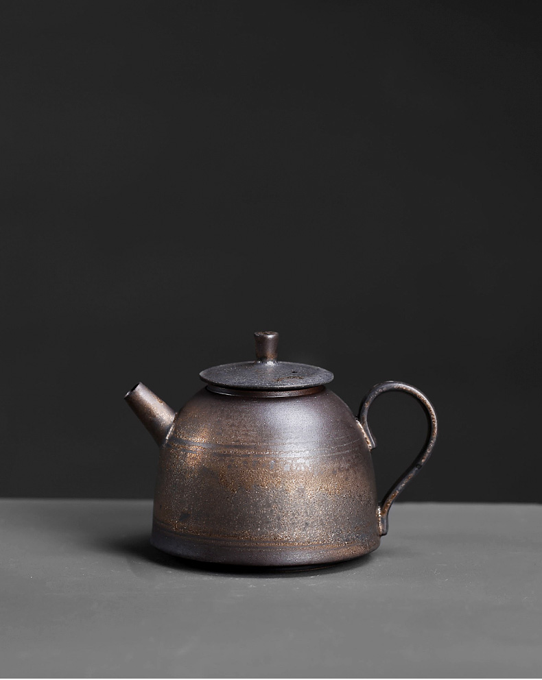 Rust glaze thick ceramic gold Japanese imitated copper one little teapot restoring ancient ways with kung fu tea set single pot with tea