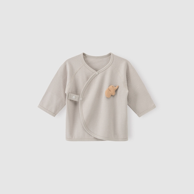 Guiqi Bear Newborn Long-Sleeve Tie-Up Top Spring and Autumn Newborn Baby Monk Clothes Seamless Pure Cotton Infant Delivery Room — 7
