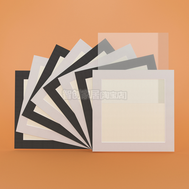 Square White Cardboard Photo Frame Black Picture Frame Student Painting Mounting Frame Photography Exhibition Cultural Wall Decoration