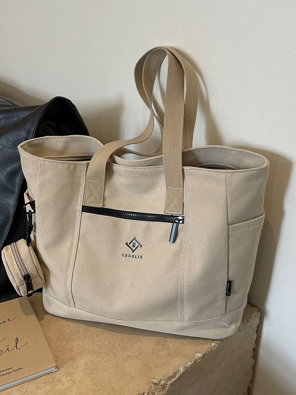 College Student Class Bag Large Capacity Canvas Bag Women's New Shoulder Bag Casual Commuting Bag Versatile Work Bag Cloth Bag