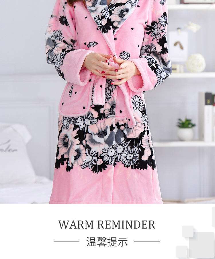 Áo ngủ nữ mùa đông flannel pyjama dày dài áo choàng lông cừu lông cừu mùa thu và mùa đông ngọt ngào dễ thương kích thước lớn dịch vụ nhà đồ ngủ mùa đông