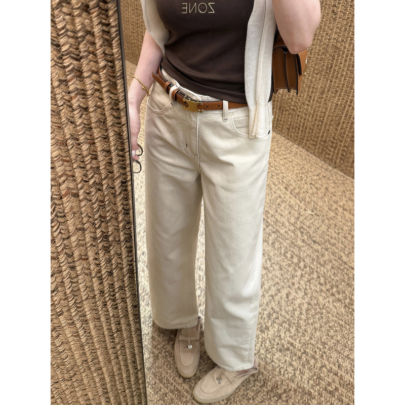 Dachshund Cowboy Autumn Style Apricot Non-Stretch Nine-Point Pants Scimitar Pants O-Leg Correction Jeans