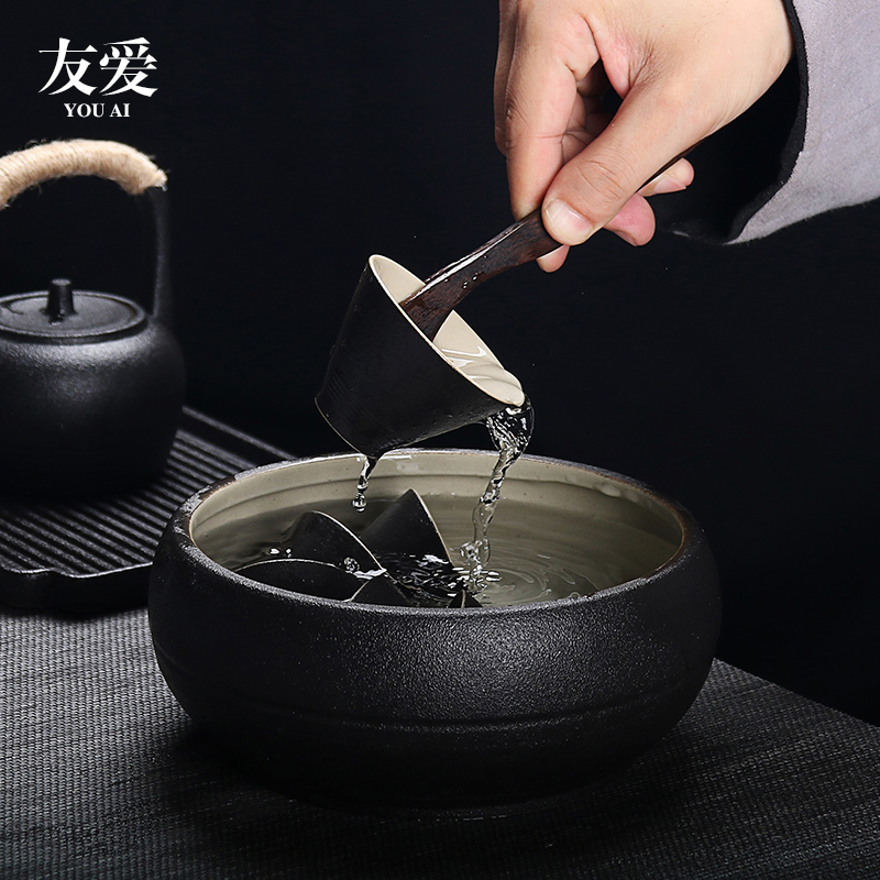 Love black coarse pottery tea to wash to the writing brush washer tea tea accessories 6 inch tea wash basin of household washing bowl cups water jar