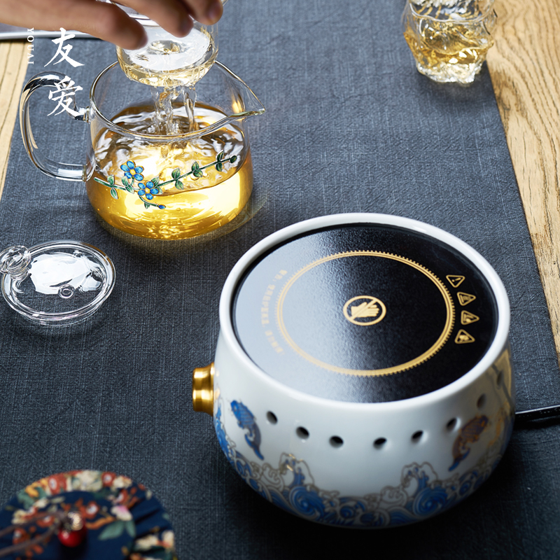 Love glass teapot cloisonne tea set more heat resistant high temperature electric TaoLu boiled tea, domestic large filtration pot