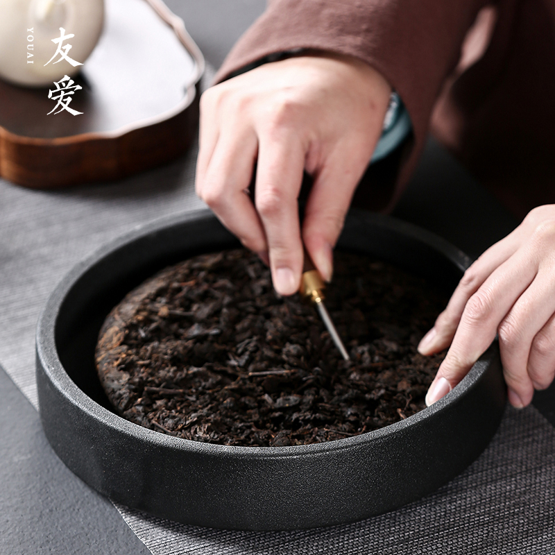 Love tea cake box of puer tea cake tea pot home caddy fixings ceramic seal pot store black pottery can be customized
