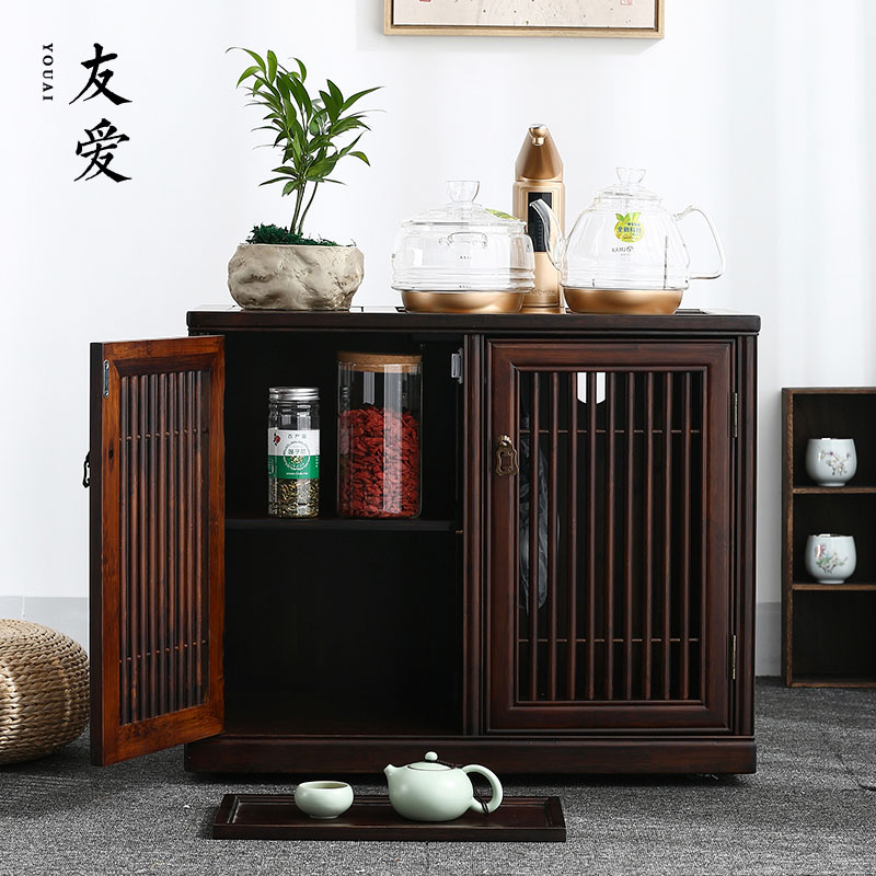 Ark of love tea bamboo wood mobile water tank car small tea tea tea machine household receive Chinese shelf