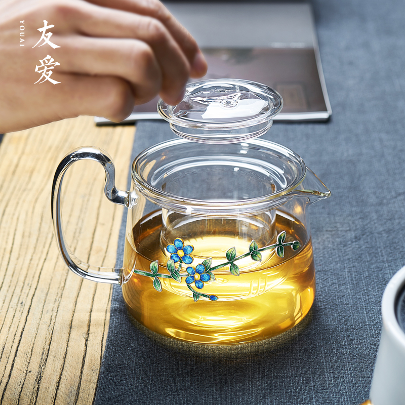 Love glass teapot cloisonne tea set more heat resistant high temperature electric TaoLu boiled tea, domestic large filtration pot