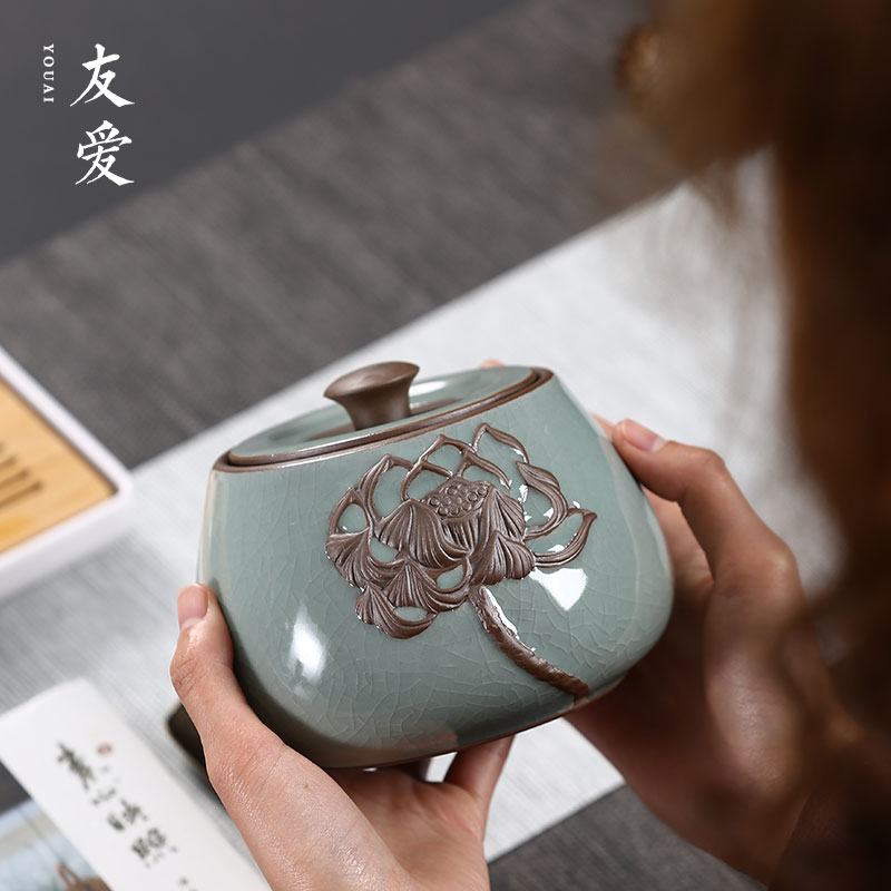 Love anaglyph elder brother up with ceramic tea pot seal pot large coarse TaoCun tank puer tea caddy fixings big yards