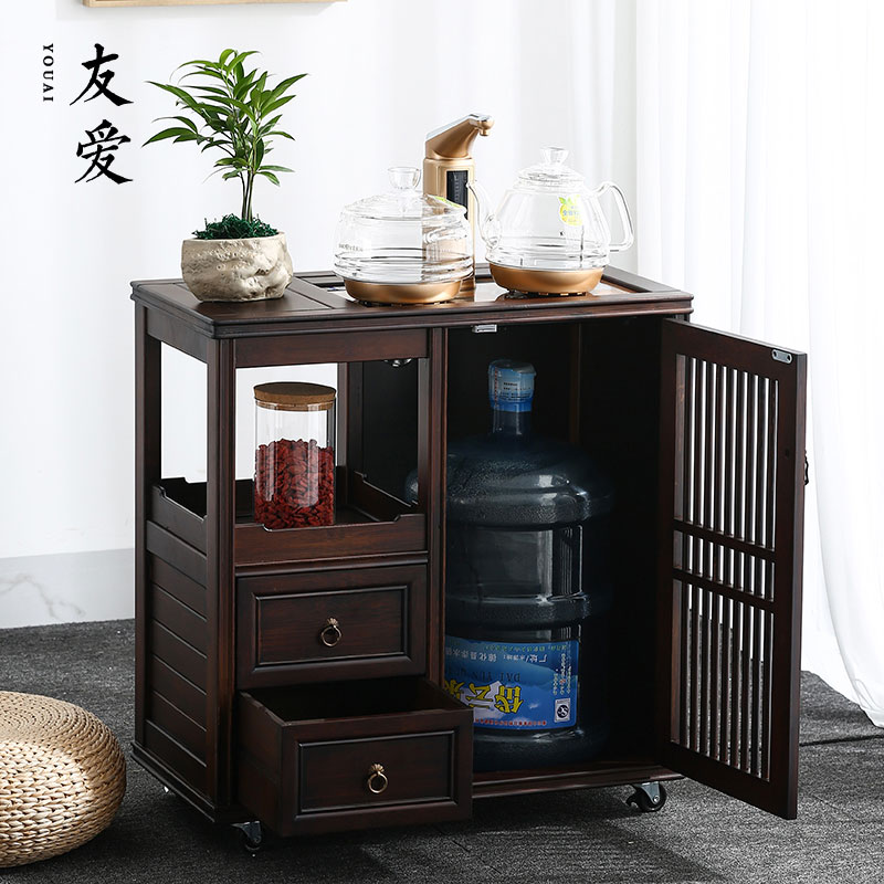 Ark of love tea bamboo wood mobile water tank car small tea tea tea machine household receive Chinese shelf