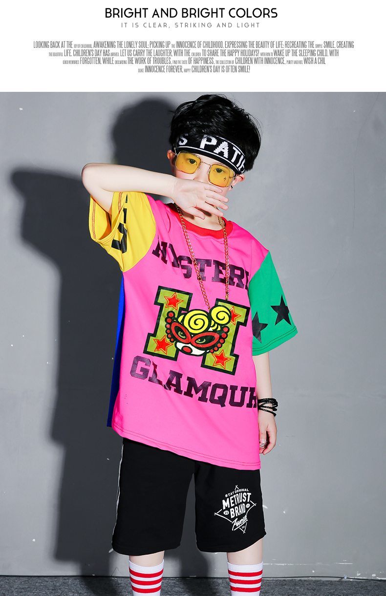 Trẻ em nhảy đường phố trang phục cậu bé phù hợp với trang phục cô gái hip hop quần áo jazz biểu diễn khiêu vũ quần áo phù hợp với thủy triều đầm trẻ em cao cấp