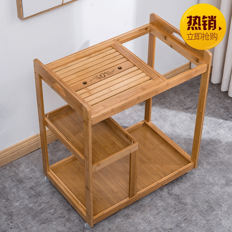 Mobile Tea Table Tea Table Modern Minima Small Tea Table New Chinese Tea Set Group Integrated Solid Wood Burning Water Home Tea Car