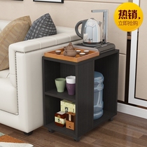 Simple small apartment type coffee table Living room Movable Kung Fu tea table Wheeled sofa corner armrest cabinet Bedside table