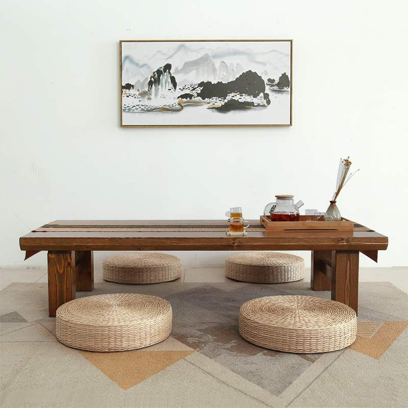 Tatami rice tea table low table solid wood tea table balcony Kung Fu Japanese Chinese culture table retro home kang table