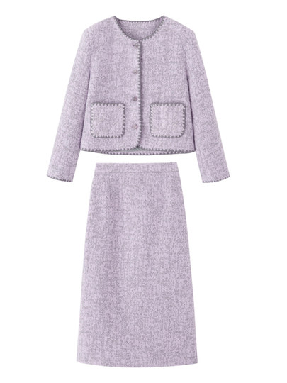 Cormusse woolen small fragrant suit autumn and winter 2025 new gold-like temperament skirt two-piece set