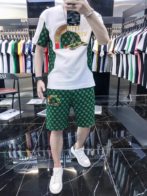 European Style T-Shirt Short-Sleeve Shorts Men's Casual Set Summer Trendy Brand New Men's Fashion Outfit Stylish Set
