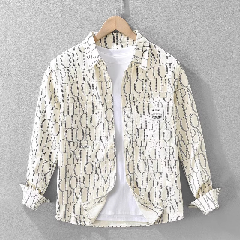2026 New Men's Letter Print Spring Fashion Casual Long-Sleeve Stylish Shirt Trendy Loose Printed Jacket Shirt 2026 New Men's Letter Print Spring Fashion Casual Long-Sleeve Stylish Shirt Trendy Loose Printed Jacket Shirt