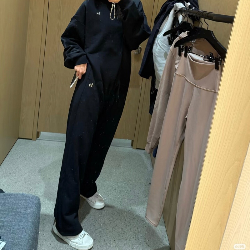 Direct Mail Al0Accolade Straight Sweatpant Straight-Leg Versatile Sports Classic Fleece Long Pants for Women