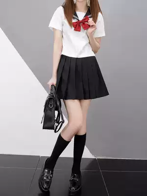 jk uniform skirt genuine female summer school style student suit full set of short-sleeved Seaman suit