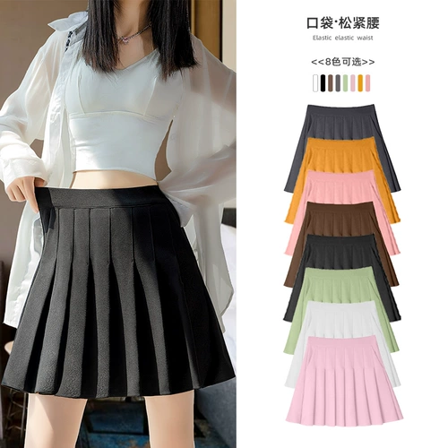 Юбка в складку, осенняя мини-юбка, высокая талия, А-силуэт, подходит для подростков