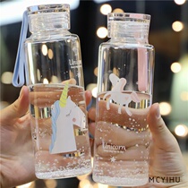 Spring Autumn Water Cup Female Korea Water Mug Girl Heart Water Cup Brief Freshener Cute and Heat-resistant Glass Cup