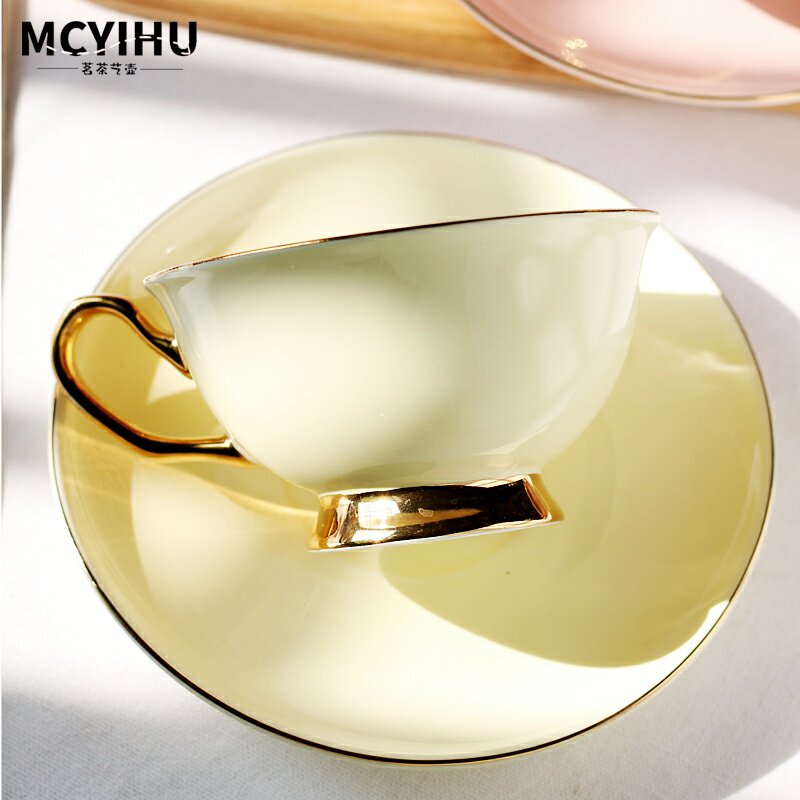 Coffee cup with saucer elegant set English afternoon tea cup single ceramic household European small luxury black tea cup