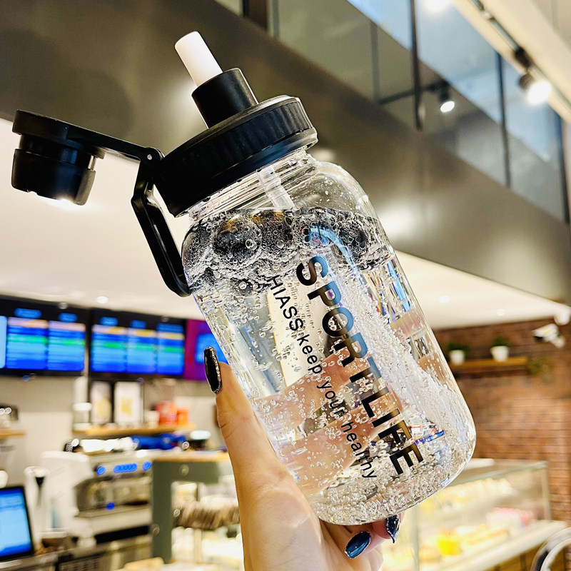 Tea cute large capacity glass Han Edition INS black tea filter adult straw portable female pupil cup