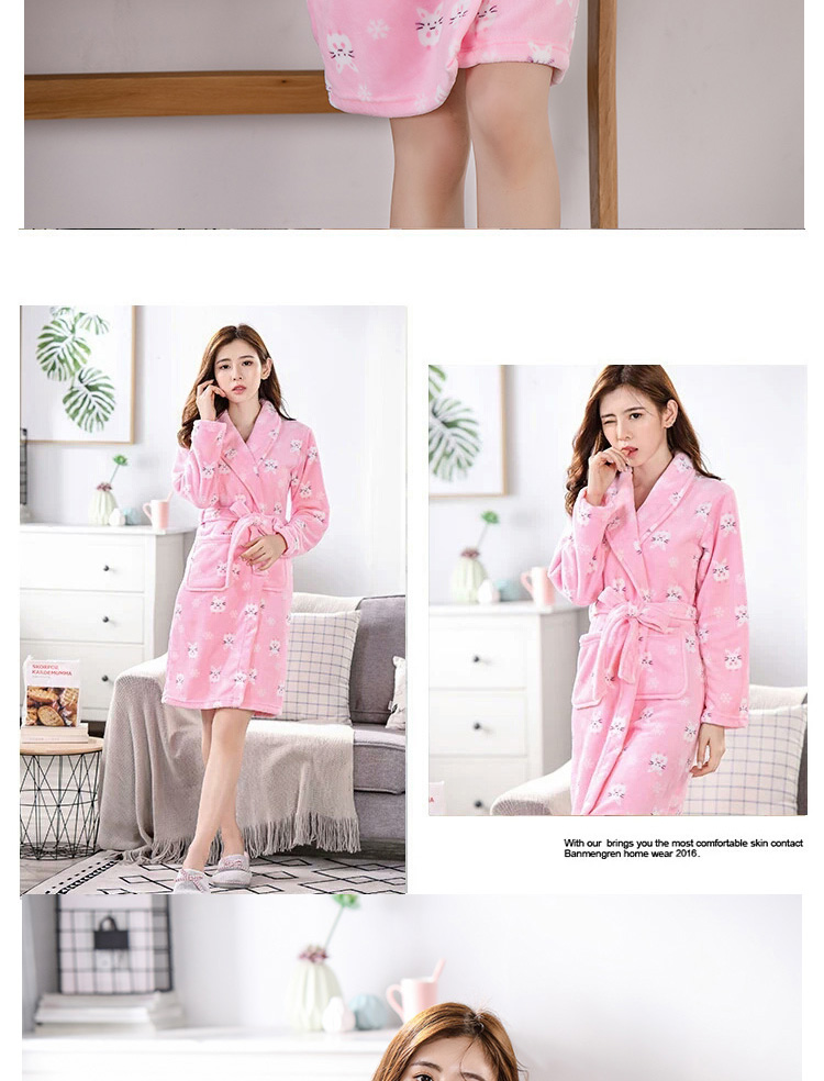 Mùa thu và mùa đông dễ thương flannel đồ ngủ nữ san hô nhung áo dài phần nhà dịch vụ làm đẹp thẩm mỹ viện áo choàng tắm do ngu