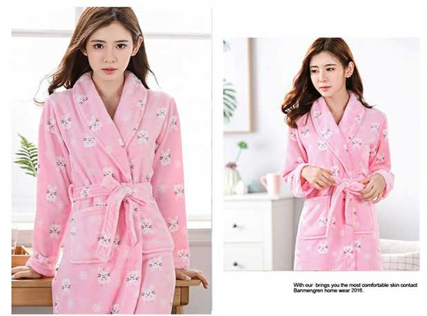 Đặc biệt hàng ngày áo choàng tắm flannel nữ kích thước lớn áo ngủ dài váy yukata san hô nhung đồ ngủ áo choàng lụa dài tay cho nam