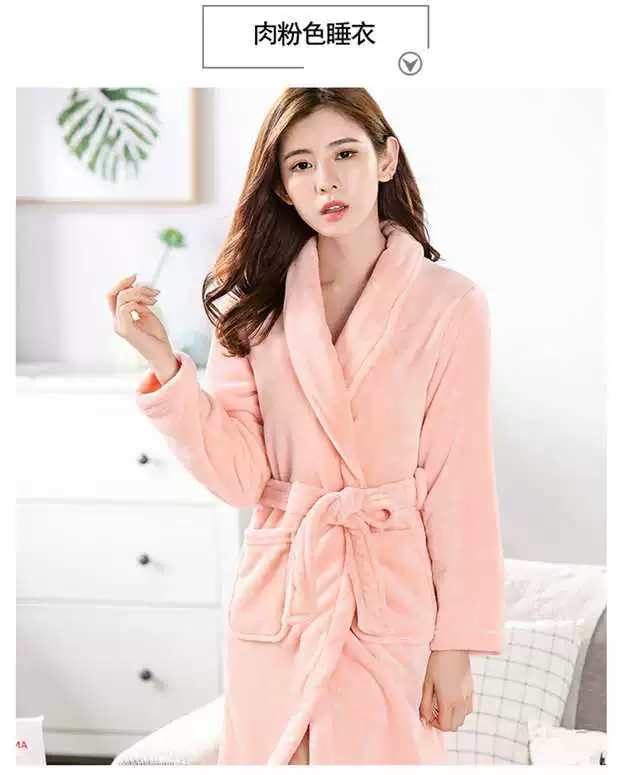 Đặc biệt hàng ngày áo choàng tắm flannel nữ kích thước lớn áo ngủ dài váy yukata san hô nhung đồ ngủ