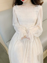 White dress thin and high temperament Hepburn style white dress gentle wind French first love white dress children