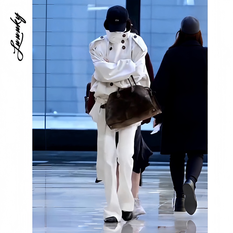 19 Club an Youjin Style Old Money Narrow White Jeans Versatile Korean Style White Straight-Leg Floor-Length Jeans for Women