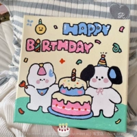 Щенки кролика празднуйте свой день рождения Diy цифровой масляной живопись Цвет День рождения