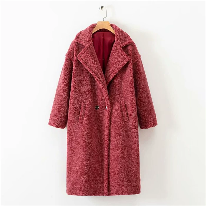 [毛呢大衣羊羔泰迪绒风衣外套女 пальто жен coat women]