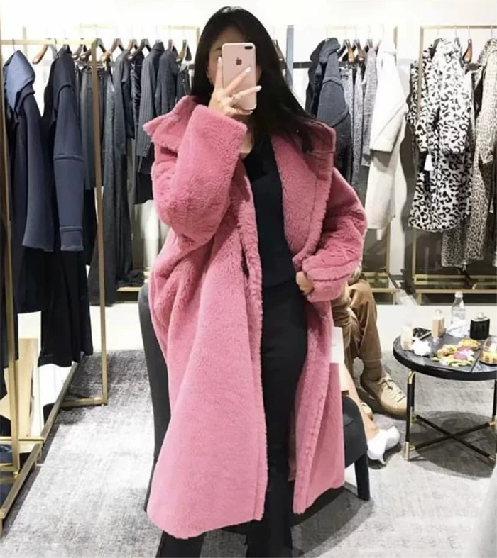 [毛呢大衣羊羔泰迪绒风衣外套女 пальто жен coat women]