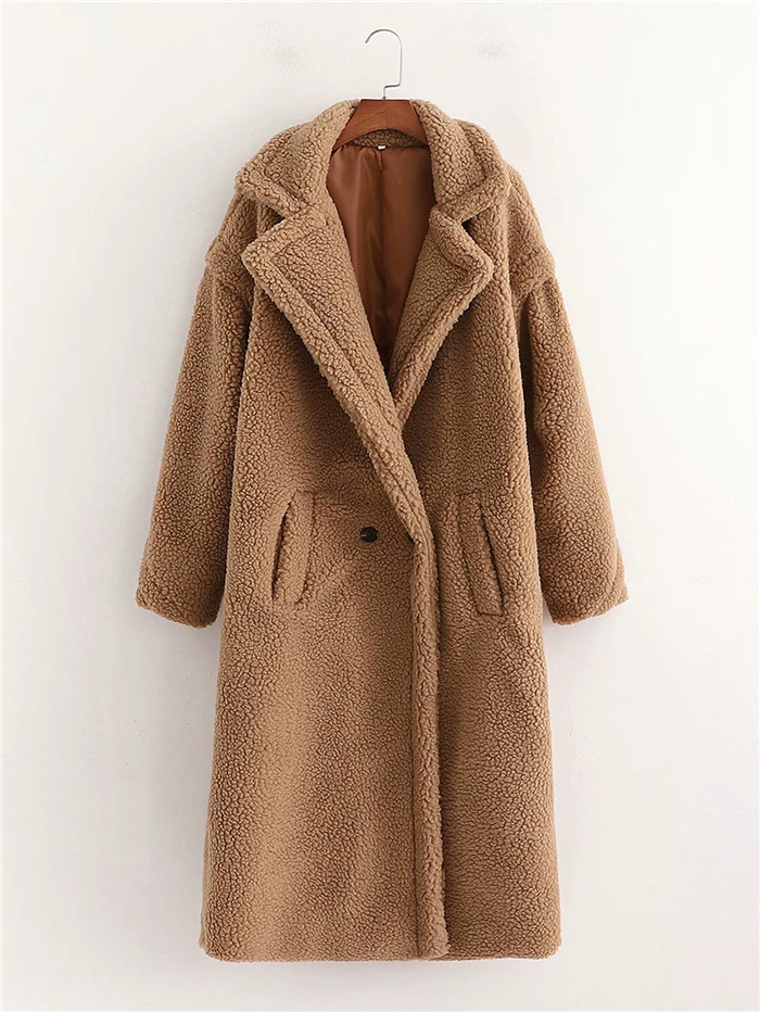 [毛呢大衣羊羔泰迪绒风衣外套女 пальто жен coat women]