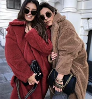 [毛呢大衣羊羔泰迪绒风衣外套女 пальто жен coat women]
