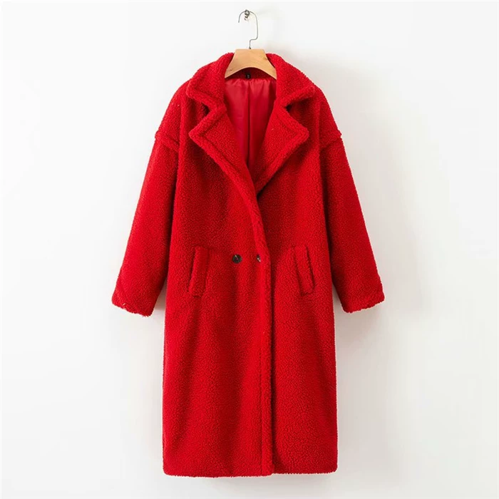 [毛呢大衣羊羔泰迪绒风衣外套女 пальто жен coat women]