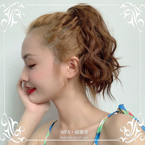 Дизайнерская короткая заколка-крабик, хвостик, ремень, кудрявый волнистый парик с косичкой, популярно в интернете