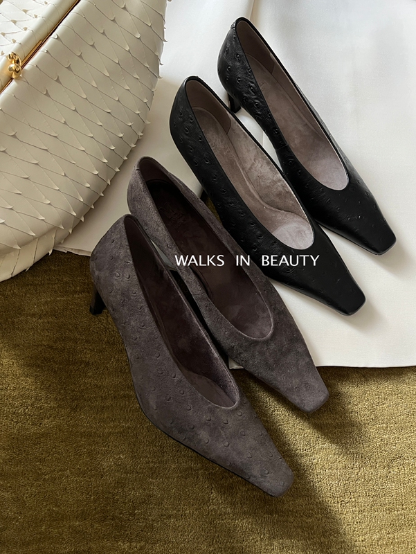 Walks in Beauty 26Ss/New Cool and Elegant High-Heeled Shoes with Ostrich Pattern for Commuting Walks in Beauty 26Ss/New Cool and Elegant High-Heeled Shoes with Ostrich Pattern for Commuting