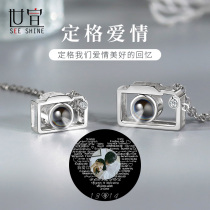 Pure Silver Mini Camera Necklace Couple of couples Projection Customized Pendants for male and female students graduation season gifts